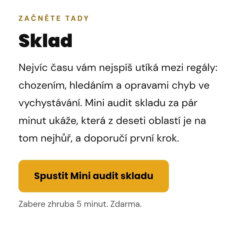Výsledek kvízu Kde začít: doporučená oblast Sklad